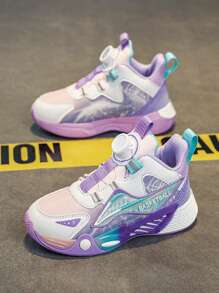 Zapatos de baloncesto giratorios para niños - Zapatos deportivos casuales de PU morado, con amortiguación y antideslizantes, apropiados para correr y caminar tanto en interiores como en exteriores