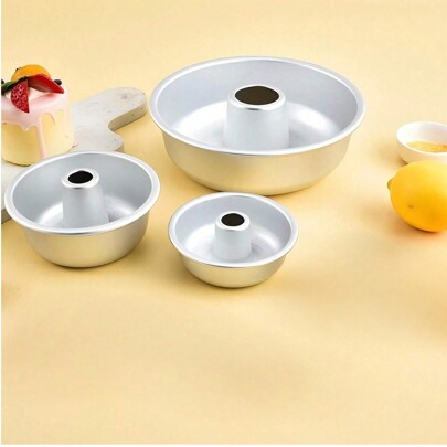 1pc/3pcs/5pcs, Hollow Chiffon Cake Baking Mold, Baking Tool, Aluminum Alloy Round Cake Mold, Big Donut Mold Kitchen Baking Tool, Suitable For Commercial, Home Use.