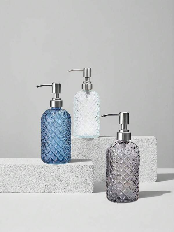 1 pieza Dispensador de jabón de manos/vajilla - Dispensador de jabón de vidrio - Dispensador de jabón de manos rellenable - Botellas de 380ml - Dispensador de jabón líquido, jabón para platos y loción para decoración del baño en el hogar, vuelta al colegio en verano