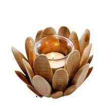 1PC Candlestick Wooden Creative Candle Holders With Flower Design Wedding Table Vintage Candlestick Glass For Party Living Room