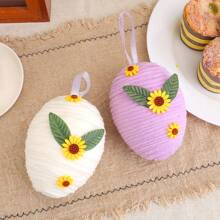 1pc Easter Egg Decorative Ornament, Size 10*13/10*14cm, Creative DIY Woven Faux Egg Decor, Suitable For Indoor, Garden Tree, Party Easter Prop