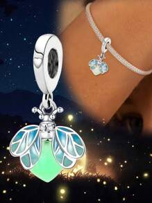 1个S925纯银彩色蝴蝶吊坠，适合DIY手链，女士饰品，返校必备 - 銀色 - 查看 9