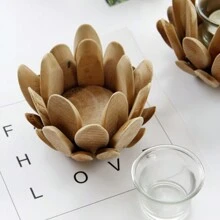 1PC Candlestick Wooden Creative Candle Holders With Flower Design Wedding Table Vintage Candlestick Glass For Party Living Room