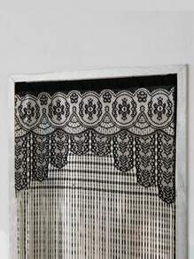 1 pieza Cortina de puerta con estampado floral negro, adecuada para fechas, fiestas y todas las estaciones