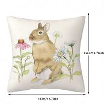 Fundas de almohada de Pascua con diseño vintage de conejito de acuarela y flores, fundas de cojín para el hogar - Blanco marfil - Ver 2