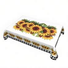 1pc/2pcs, Rectangular And Circular Polyester Tablecloths, Vintage Sunflower Flower Tablecloths, Home Vintage Anti Fouling Tablecloths, Dust-Proof And Washable PVC Tablecloths, Picnic Camping, Wedding, Birthday Party, Restaurant Buffet, Home Decorationft