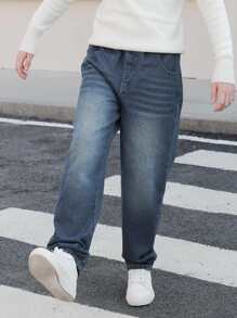 Jeans amples de printemps pour adolescents, style délavé. Pantalon en jean décontracté pour adolescents/adolescents garçons