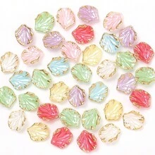 100入組12mm透明鍍紫花瓣AB色五瓣花珠彩色幸福之花DIY材料包含孔 - 透明鍍色花朵 - 查看 19