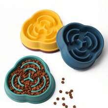 4 件装云形防吞食慢食宠物狗碗，塑料材质