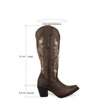 Bota Vaquera Alta para Mujer Modelo Gerbera Color Miel - Marrón Mocha - Ver 7