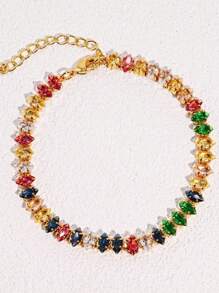 18k Gold Plated Zirconia Studded Bracelet - vistoso - Ver 2