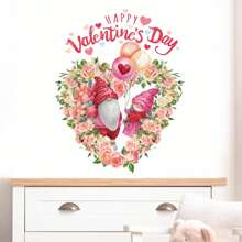 Pegatinas de pared para el Día de San Valentín: lindas calcomanías de pared con globos y coronas de gnomos para decorar el hogar. - Multicolor - Ver 4