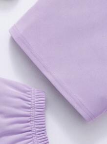 Young Girl Summer Short Sleeve Crewneck Strawberry Print Top + Solid Color Elastic Waist Skirt 2 Pieces Set