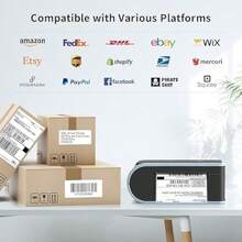 Bluetooth Shipping Label Printer 4x6 Wireless Thermal Label Printer For Packages Compatible With Android IPhone  Comebook And Windows Used For - Blue1 - View 3