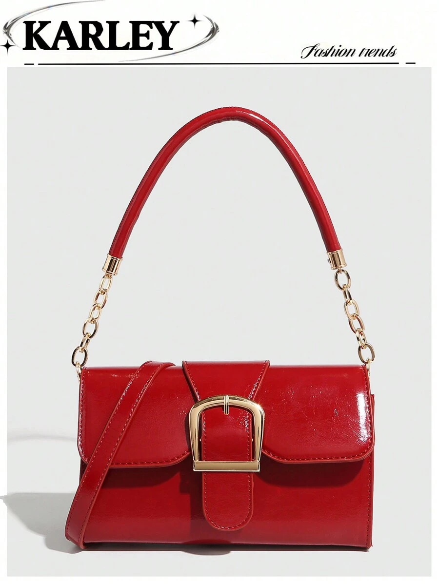 Retro Fashion Women Shoulder Bag, Simple Buckle Commuter Small Square Bag, Underarm Bag, Handbag Versatile, Baguette Shoulder Crossbody Bag