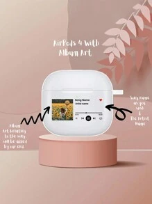 Playlist Elements TPU Customized Earphone Case, 1pc Bluetooth Transparent Case With Music Player UI Progress Bar, Customizable Song Title Artist Name And Photo Personalization, Soft Protective Box With Custom Text Design, DIY Anniversary Gift, Personalized Unique Birthday Gift - Clear - View 5