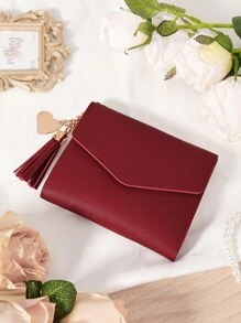 勃艮第包 Charry 红色包 酒红色包 零钱包 双折女士钱包 迷你女士时尚钱包 带多个卡槽和身份证窗口 非常适合户外旅行和返校 女士钱包 钱包 钱包 小钱包