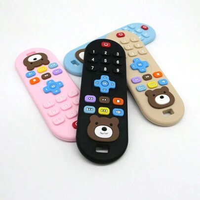 Bneseus 1 pieza Juguete de dentición de silicona con forma de oso de dibujos animados con control remoto, juguete de masticación para recién nacidos, regalo de Navidad para niños y niñas