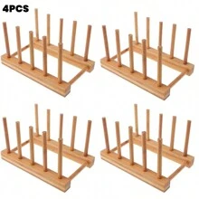 Vertical Bamboo Dish Rack, Utensil Drying And Storage Rack, Kitchen Drawer Organizer - Pot Lid Rack, Cabinet Space Saving Dish Rack - Cutting Board Drainer Rack, Can Hold Plates, Pot Lids, Bowls, Cups And Books, Kitchen Cabinet Organizer, Keeps Tableware Dry - Multicolor - View 20