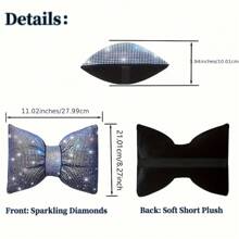 彩色水钻水晶蝴蝶结汽车头枕腰枕，柔软泡沫填充，符合人体工学设计，可调节腰部支撑，适合女性，豪华汽车内饰配件，舒适时尚
