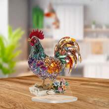 Charming Crystal Chicken Figurine - 2D Acrylic Tabletop Decor, Perfect Gift For Friends And Home Decoration, Ideal For Valentine's Day And Anniversary, Classic, Decorative, Gift, Random Holes Design Gifts Birthday Graduation - Multicolor - View 5