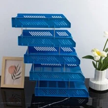 5-Layer Plastic File Tray, Desk Organizer For Office Supplies, Horizontal Document Storage Box, Multi-Layer File Rack, File Frame Shelf - Multicolor - View 10