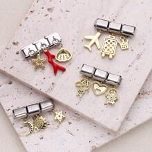 1 pieza Componentes para pulsera de acero inoxidable estilo italiano, con tres colgantes combinados, para hacer joyas DIY de pulseras y collares, se puede combinar libremente con diferentes estilos - módulo italiano - Ver 4