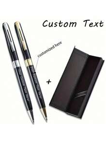 1pcA Customizable Copper-Ink Ball Pen Set With Replaceable Medium Tip And Pocket Clip - Custom Engraved Business Gift, Beautifully Packaged Gift Box