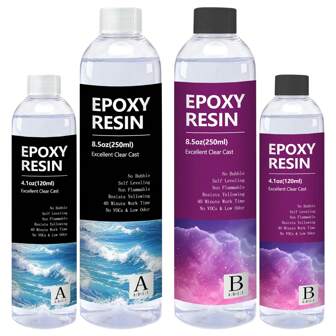 1000ml/17oz 水晶透明环氧树脂 AB 胶套装，1:1 混合，高透明度和快干性，无气泡，抗黄变，表面光滑，适用于 DIY 艺术河桌、珠宝铸造工艺品