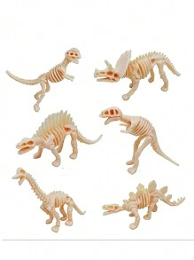 6/12pcs Assorted Dinosaur Fossil Skeleton Toys - Plastic Dino Figures In Cream, Archaeological Excavation Dinosaur Skeleton, Simulation Educational Toy, Ideal For Party Favors, Birthday Decor & Educational Digging Activities, Dinosaur Toys, Thanksgiving/Halloween/Birthday/New Year Gifts,Dinosaur,Dinosaur Toys,Dinosaur Toy,Bug Terrarium,Life Cycle,Kids Party Decor