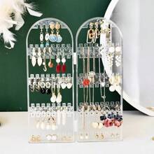 Jewelry Display Rack Necklaces Rings Plastic Folding Holder Large Capacity Bracelets Storage Hanger With Stud Earrings Holes