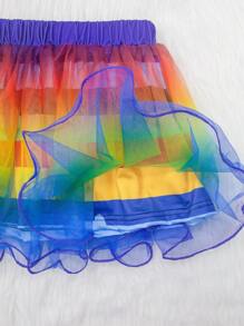 Conjunto de vestido de tul con falda de arcoíris para niñas pequeñas de verano, con diadema y bolso, para Halloween, Navidad, Carnaval, Cosplay, fiestas de cumpleaños, colores de falda surtidos - Blanco - Ver 8