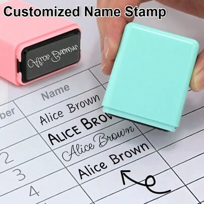 Customized Handwritten Name Stamp: Personalized Signature Stamp, Self-Inking, Built-In Ink, Easy Stamping On Various Surfaces. Multifunction Decorative Colored Stamp For Back To School Season, Suitable For Employees, Customers, Anniversary, Graduation Ceremony, Business/Work/Office, School, Back To School Season, Multifunctional, Unique, Customized, Employees, Customers, Students, Middle School, High School, College Freshmen, Sophomores.