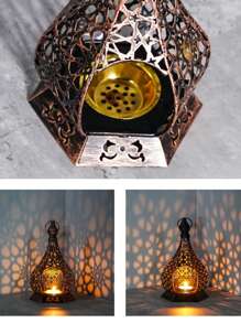 1pc Moroccan Style Metal Candle Holder, Vintage-Inspired Gilded Openwork Carved Wind Lamp, Romantic European Wedding Decor, Aromatherapy Candle Holder, Seascape Theme Decorative Hanging Light For Home, Courtyard, Garden, Villa, Distressed Lantern Design For Home Ambiance - Shipped Without Candles