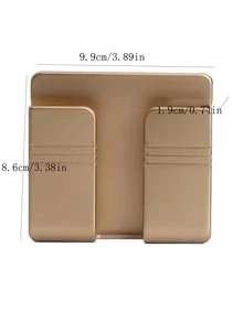 1pc Wall Mounted Mobile Phone Storage Box Without Punching Holes, Wall Remote Control Charger Storage Rack, Bedside Creative Bracket