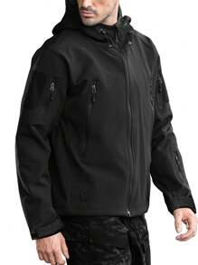 Military Soft Shell Tactical Jacket, Men's Waterproof Windproof Jackets, Men's Army Combat Hooded Coats - màu đen - Xem 2
