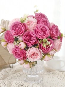 1/2pcs Artificial Rose Bouquet - Premium Real Touch Roses For Wedding/Valentine's Day, DIY Bridal Bouquet & Home Decor, Romantic Centerpiece For Party/Mother's Day Gift (Deep Red/Blush Pink)