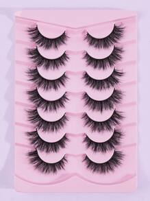 7 Pairs CC Curl False Eyelashes Cat Eye Lashes Faux Mink Lashes Natural Look Fluffy Volumized Eyelashes Extension Natural Full False Eyelashes Travel Essentials Makeup Tools,Dramatic Lashes Suitable For Daily, Party And Travel Use - Black - View 2