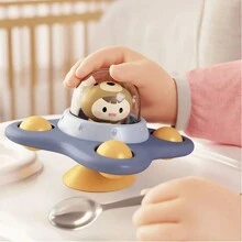 1pc Cute Cartoon Suction Cup Toy, Children's Educational Rattle Spinning Top Bath Toy, Perfect Gift For Boys And Girls, Christmas, Halloween, Thanksgiving (Random Color Accessories)