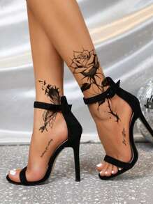 2pcs Feather & Rose Temporary Tattoo Sticker, Floral Printed Waterproof Fake Temporary Tattoos For Women, Suitable For Arm, Thigh, Foot Body Art Tattoo Decal, Reusable For Men And Women, Waterproof And Sweat-Proof