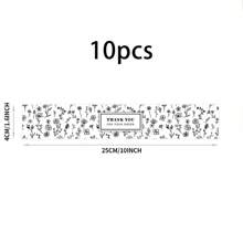 10pcs Black & White Floral Rectangle Sealing Stickers, Gift Box Seal Stickers, Adhesive Labels, Thank You Stickers - Multicolor - View 2