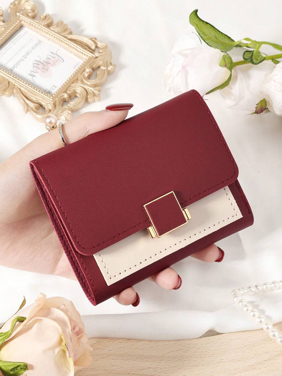 Burgundy Bag Charry Red Bag Wine Red Bag Coin Pocket Double Fold Women's Wallet Mini Women's Fashionable Wallet With Multiple Card Slots And ID Card Window Very Suitable For Outdoor Travel And Returning To School For Women Wallet Mini Wallet Purse Wallet Small Wallet