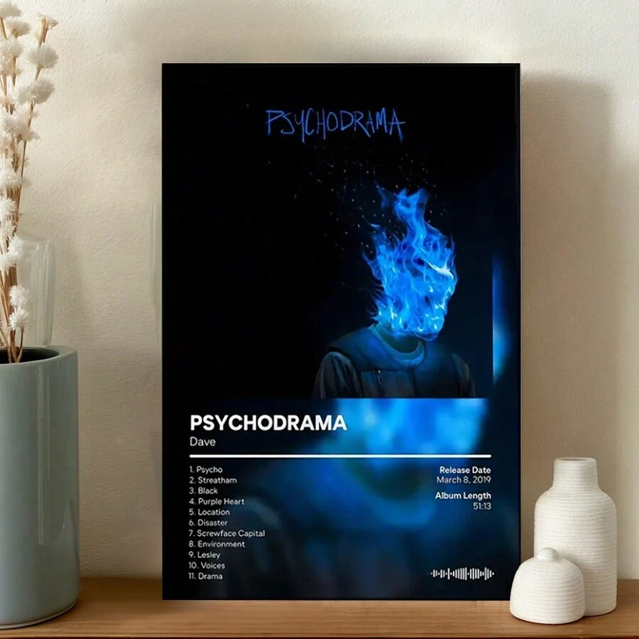 Dave's Psychodrama Album Cover Art - Vintage Hip Hop Canvas Print, Wall Decor For Living Room, Bedroom, Office & Cafe - Unique Music-Themed Poster, Perfect Gift Idea - Multicolor - View 1