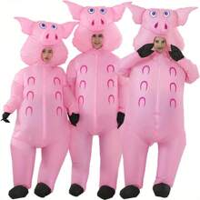 Adult Inflatable Pig Costume - Humorous Christmas Costume Party, Masquerade, Role Play Party Outfit, Includes Headpiece And Gloves - Suitable For Holiday Parties, Social Gatherings And Halloween - Pink - View 3