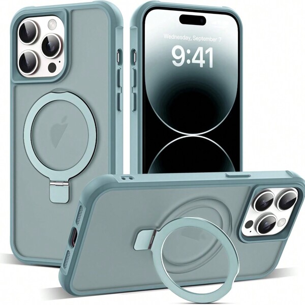 Étui compatible avec les séries iPhone 16/15/14/13/12/11 avec support magnétique invisible en anneau. Étui translucide de qualité militaire. Compatible avec MagSafe. Sensation de prise en main agréable. Idéal pour cadeau, famille, amis, enfants, anniversaire, printemps, vacances, petits amis, petites amies, Saint-Valentin