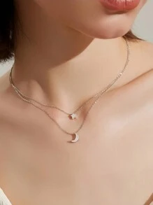 Xingyue Sterling Silver Pendant Double-Layer Necklace For Women, High-End, Versatile, Light Luxury, Niche Design, Clavicle Chain Accessories