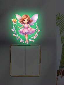 2 Sheets Removable Switch Stickers Glow In The Dark Wall Sticker Glow In The Dark Butterfly Fairy Wall Sticker For DIY Home Decor Switch Decoration ﻿ Gifts Birthday Graduation Personalised Stickers - Multicolor - View 8