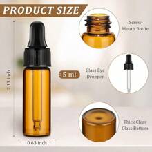 100 One Glass Drip Bottle Mini Essential Oil Drip Bottle Empty Sample Vials With Black Cap Small Storage Tank With Drops Perfume Cosmetic Liquid Aromatherapy Laboratory (Transparent, 5 Ml)