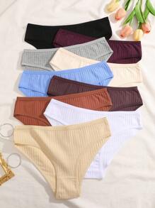 Set de 9 piezas de bragas de bikini transpirables y cómodas de mujer, de colido y a rayas