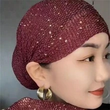 优雅女士纯色针织帽，带水钻装饰 - 柔软、有弹性且舒适，适合日常休闲和正式场合 - 彩色 - 查看 10